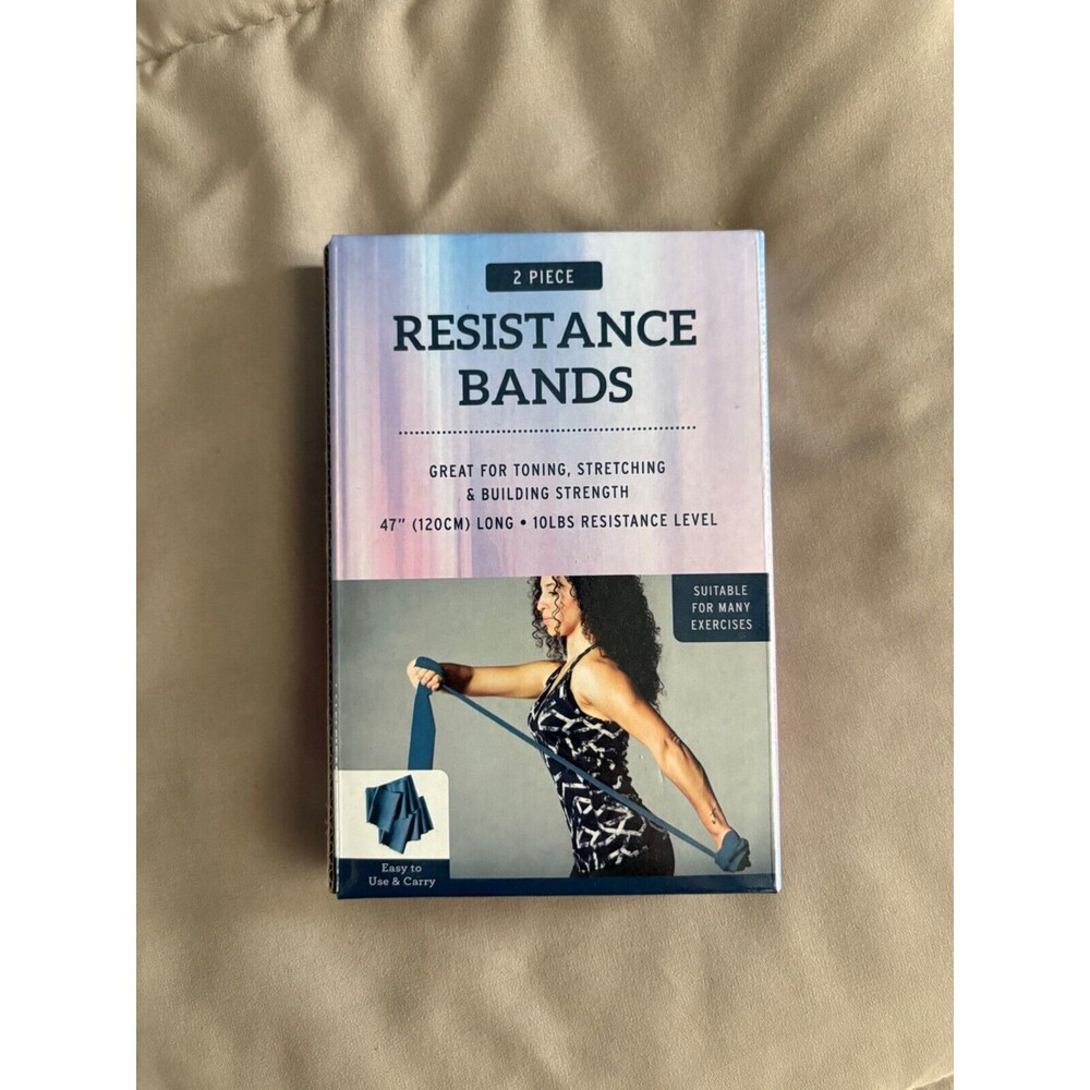 2 Piece Resistance Bands Set For Toning Stretching & Building Strength Yoga Pila